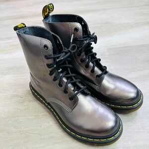 Dr Martens 8-Eye Pascal The Original Airwair High Top Metallic Pewter Boots